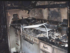 fire damage in kitchen