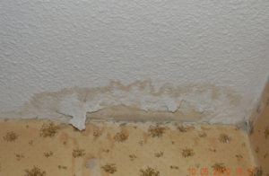 water damage from a leak in roof