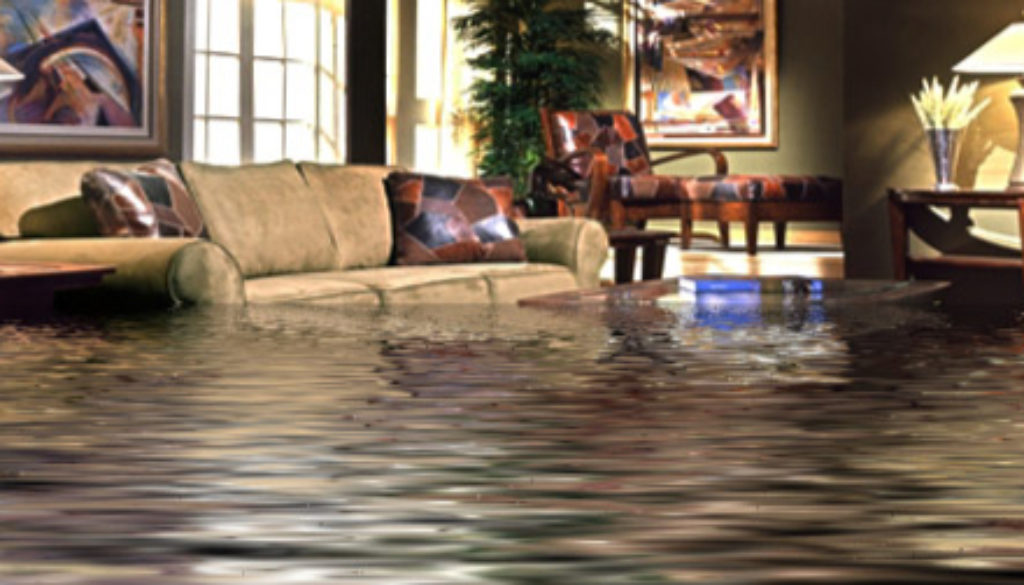 A flooded living room