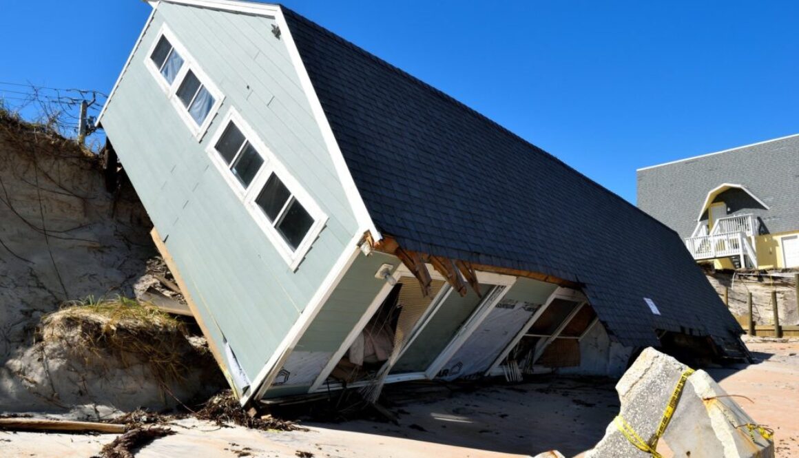 extreme storm damage to a house