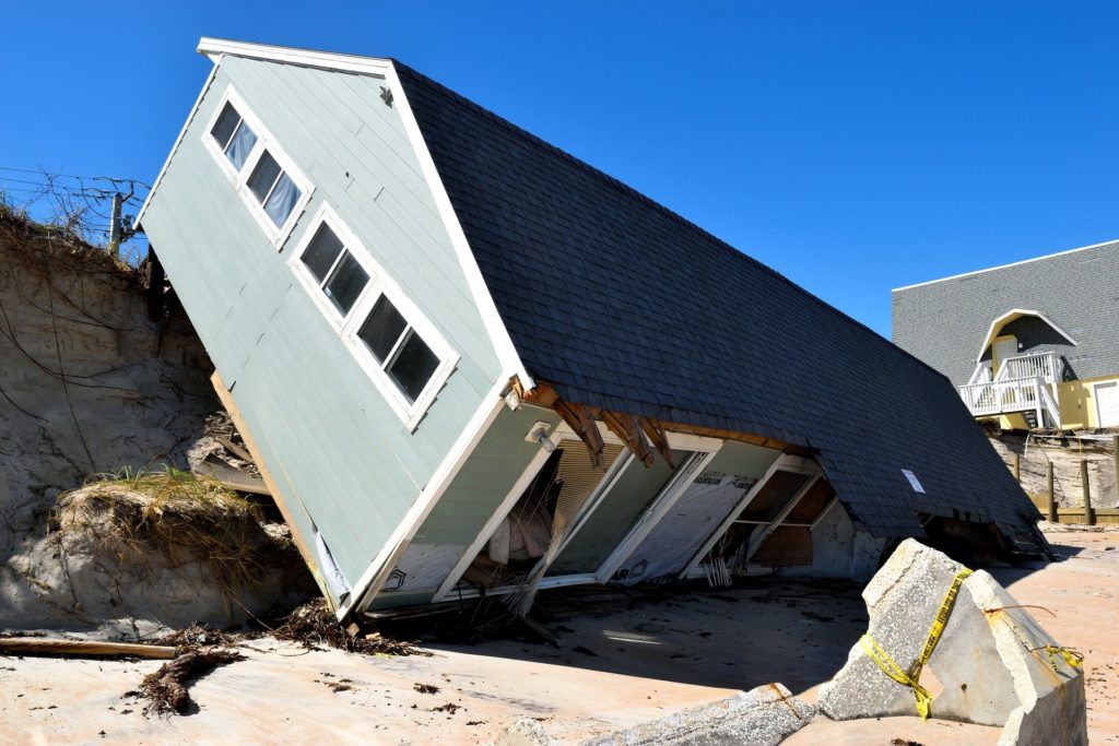 extreme storm damage to a house