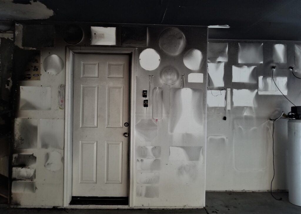 A fire damaged home